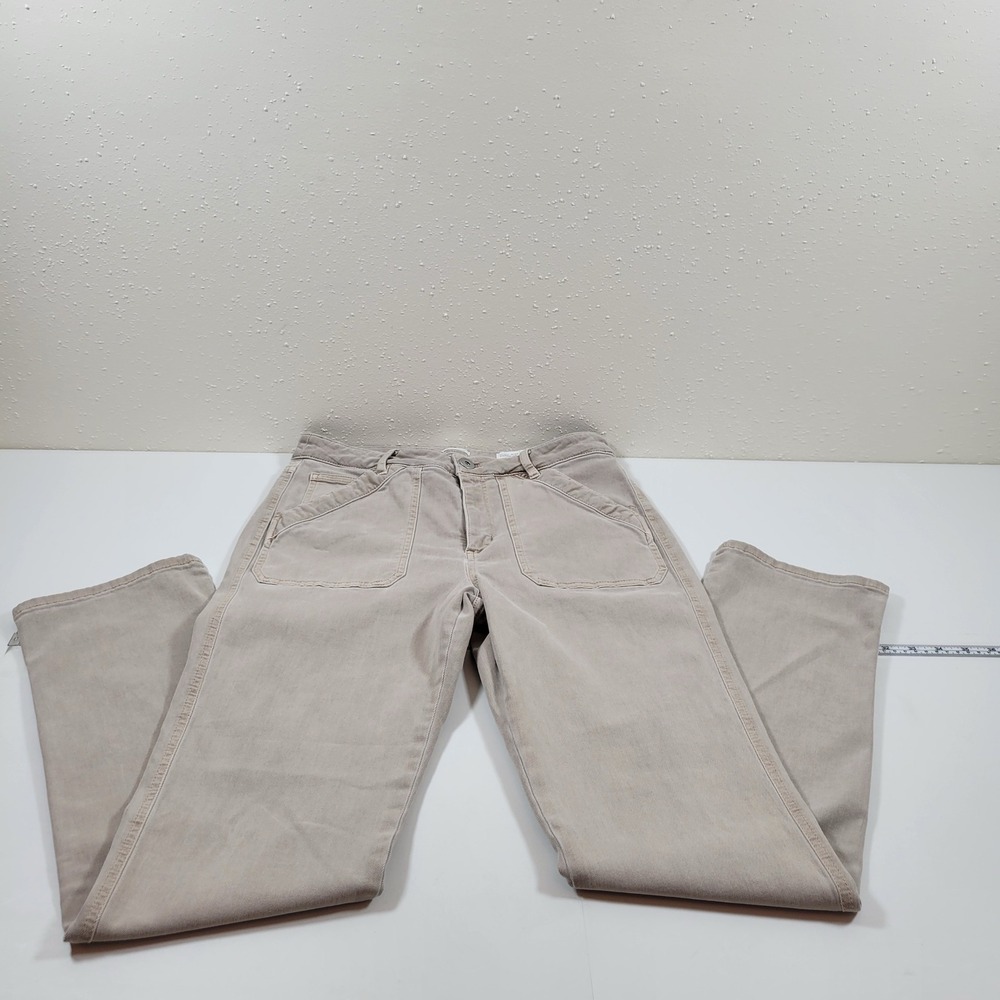J. Jill Denim Jeans Women 8 Tan Excellent High-Rise Straight Leg Utility Pocket